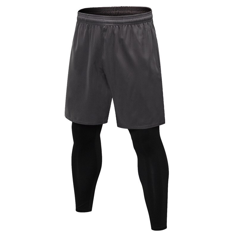 2 in 1 træningsbukser til mænd løbegymnastik kompressionsshorts leggings foret aktive tights bukser