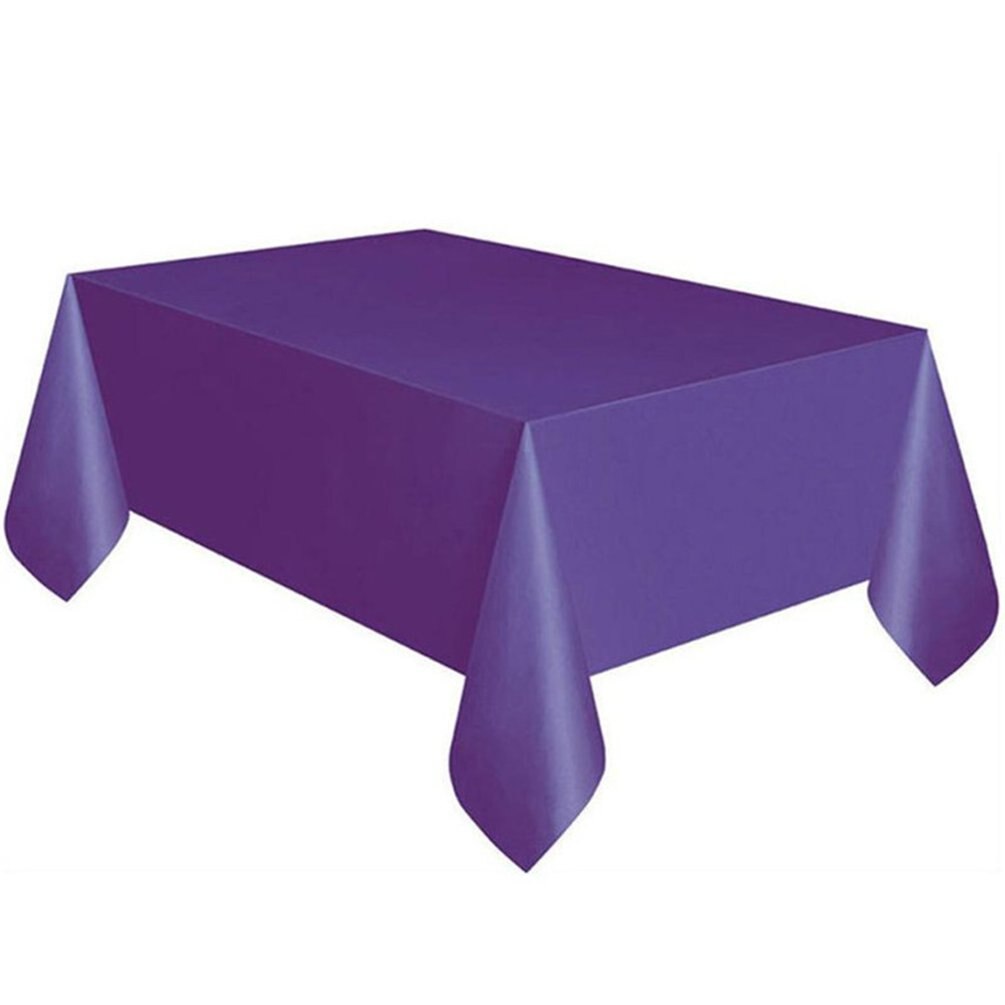Disposable Party Tablecloth Pe Plastic Cloth Birthday Dessert Table Solid Color Tablecloth 137*274Cm: Deep purple