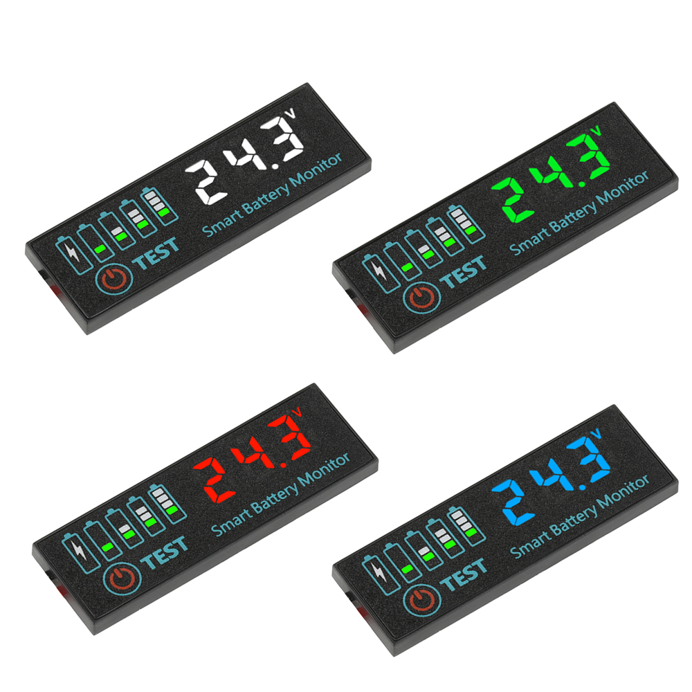 Lithium-Batterie-Füllstandsanzeige, Lipo Li-Ion, universelle Batteriekapazitätsplatine, DC 7–55 V/5 V–30 V, LED-Spannungsanzeigemodul