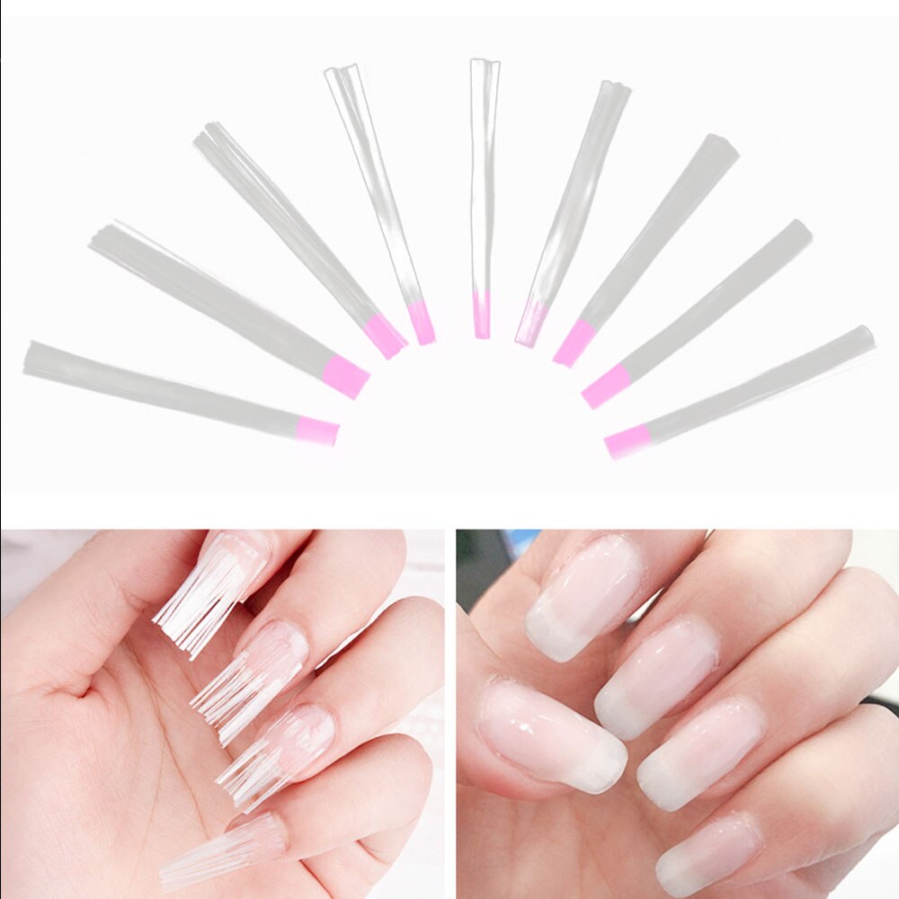 50pcs Fibernails Nail Extension Fiber Nail Acrylic Tips Set Fiberglass Nails Extension Pack Fiber Glass Nails Building Gel