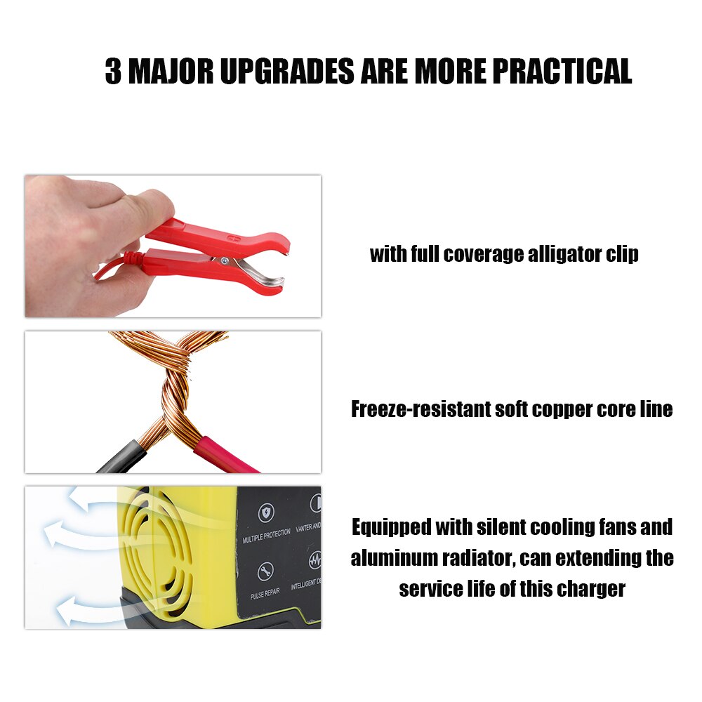 Smart Battery Charger Portable 12V/24V Car Cell Charger Adapter Power Motorcycle Auto Cell Charger with Digital Display