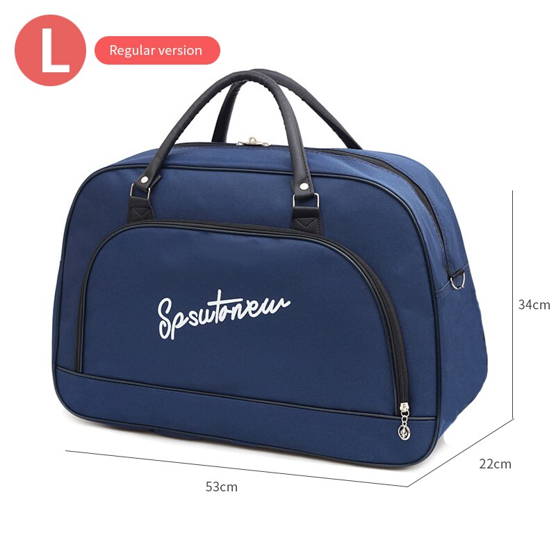 Female Travel Bags Women Large Capacity Hand Cabin Luggage Bags Casual Shoulder Weekend Bag: L  Regular BLUE