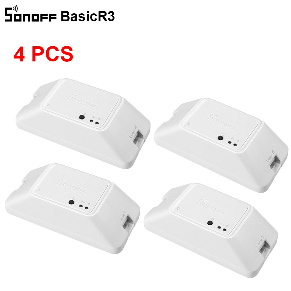 3/10 stk itead sonoff basic  r3 wifi switch relæmodul switch modul trådløs smart lys switch wifi diy switch arbejde med alexa: 4 stk basicr 3