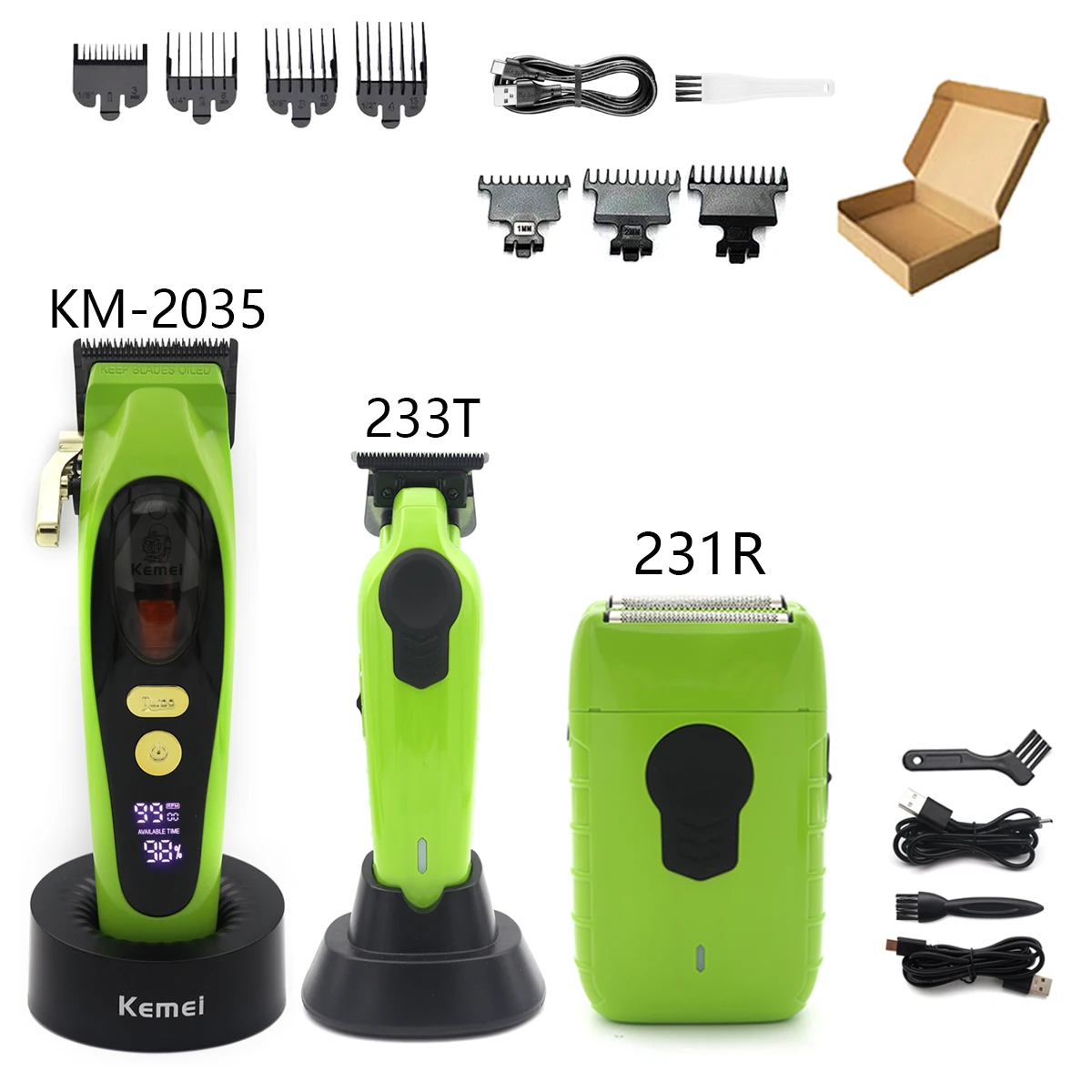 Hair Clipper Barber Kit Beard Hair Trimmer For Men Magnetic Motor Mower 9000 RPM Hair Cutting Machine Kemei 2035