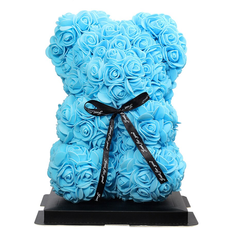 Christmas 25cm rose bjørn kunstig blomst rose bamse dekoration til kvinder valentins bryllup fødselsdag