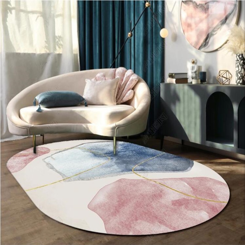 Moderne stue soveværelse sofabord stor størrelse geometrisk tæppe entré dørmåtte nordisk enkel krystal fløjl oval karpe