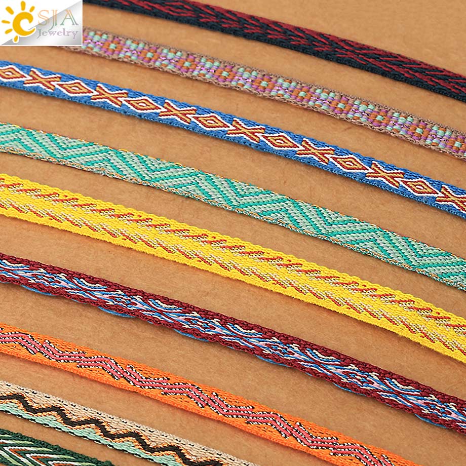 CSJA 5pcs/Lot Braided Bracelets Set Colorful Weaving Cotton Rope Chain Thread String Adjustable Cord Bracelet Boheme Femme S722