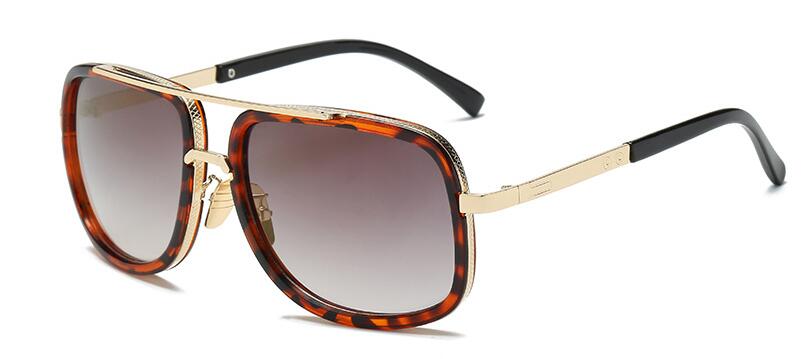 Mach One-gafas De Sol cuadradas para hombre y mujer, lentes De Sol unisex De lujosa, estilo Retro, De gran tamaño: Leopard