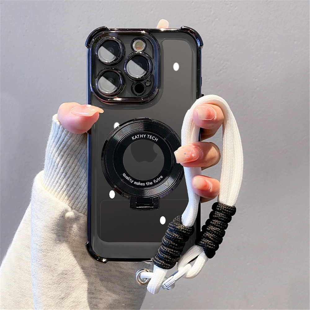 Funda de teléfono con soporte magnético a prueba de golpes para Motorola Moto G10 G20 G30 G84 G54 G82 5G G52 G71S con cordón, funda de silicona suave