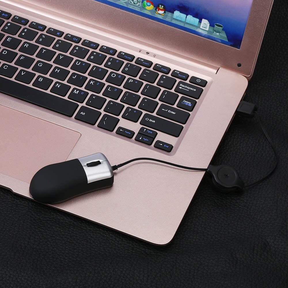 Mini Retractable Usb Optical Scroll Wheel Wired Mouse For Laptop Notebook Pc Bk Ratón para juegos de oficina