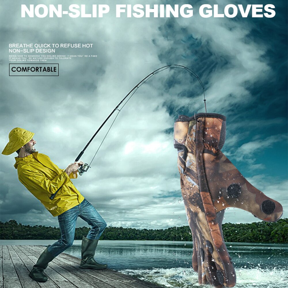 Outdoor Winter Vissen Handschoenen Waterdichte Mitten Drie Vingers Cut Anti-Slip Klimmen Handschoen Wandelen Camping Rijhandschoenen
