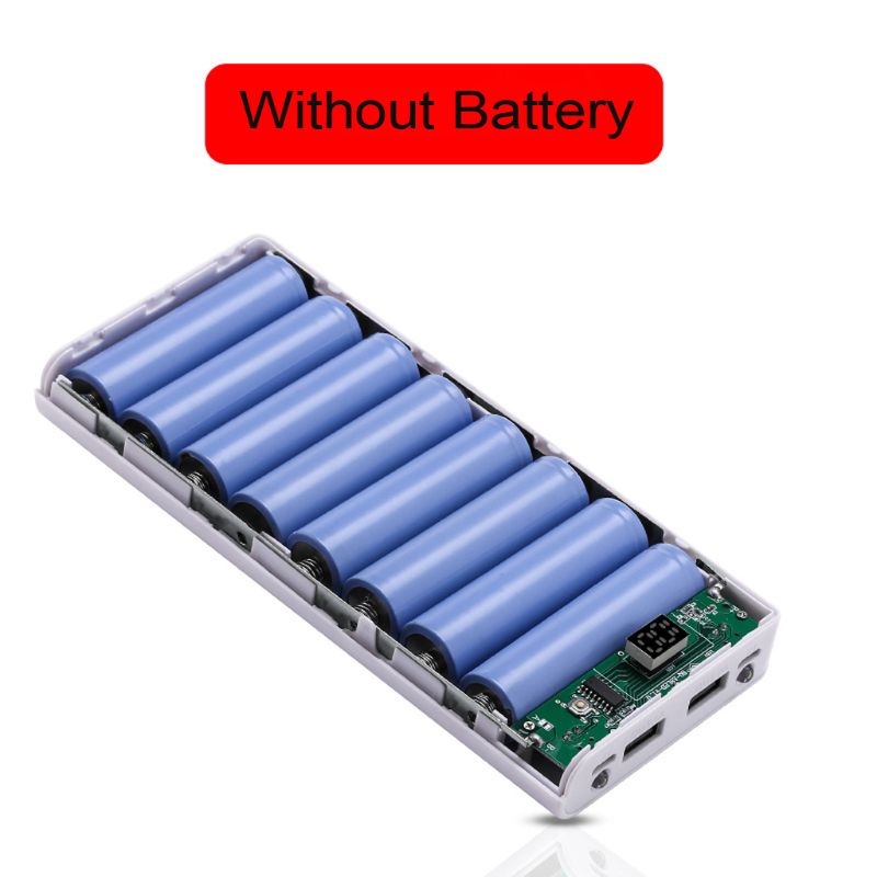 Aparelhos eletrônicos, 8x18650 baterias, banco de energia, caixa de suporte, carregador usb duplo, luz led n0hc