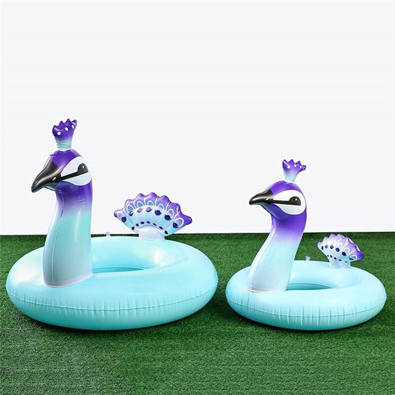 90cm inflable forma de pavo real paseo en la piscina de cuello largo juguete gigante mar salvavidas colchón de agua anillo de playa para adultos: 120CMDiameter