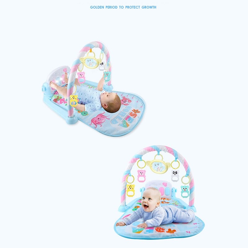 Baby legemåtte baby gym legetøj spil tæppe 0-12 måneder blød belysning rasler musikmåtte spædbarn kravlende aktivitet måtte legetøj rød