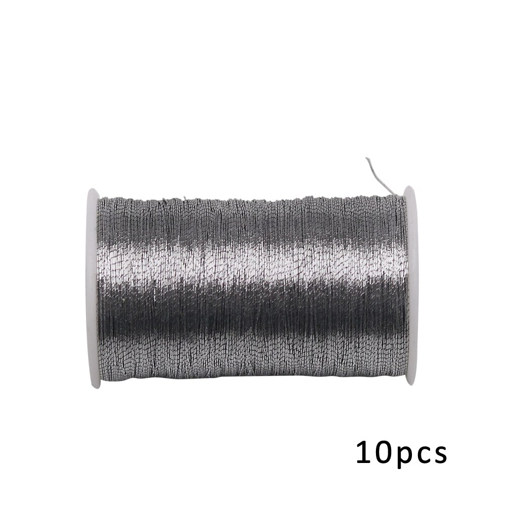 10pcs/pack 80M Sewing Metallic Thread Embroidery Crochet Threads Knitting Yarn Cross Stitch Threads DIY Sewing Supplies: silver 10pcs