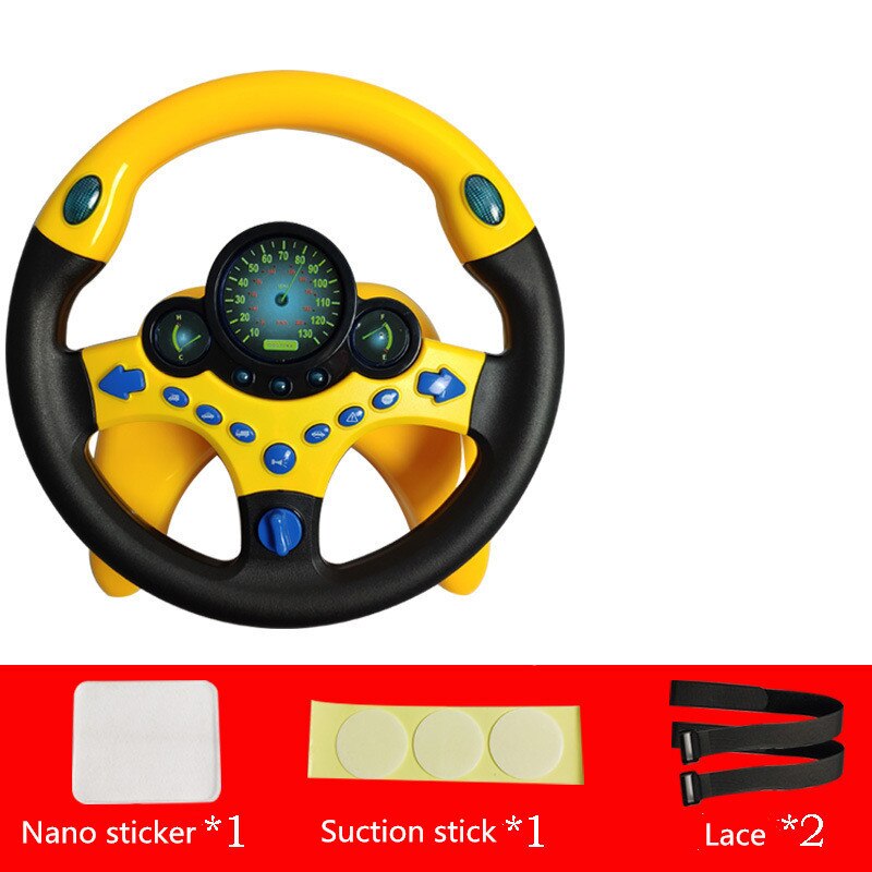 Volant copilote pour enfant, jouet éducatif pour bébé, Simulation du son et de la lumière, jouet de direction, voiture pour enfant en âge préscolaire,: Yellow