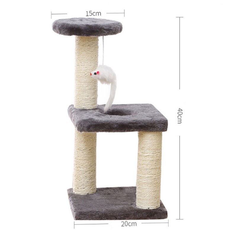 Cat Climbing Tree Toy Funny Plush Scratching Post Three-column Three-layer Plate Grinding Claws Furniture Cat Jumping Platform