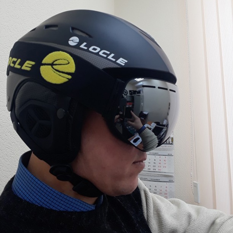 LOCLE Antibeschlag-Skibrille, UV400, Skibrille, doppellagig, zum Skifahren, Snowboarden, Schneebrille, Skibrille mit einer aufhellenden Linse