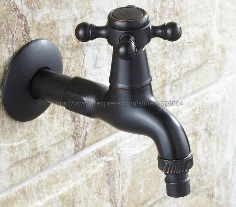 Wall Mount Garden Washing Machine Water Tap Black Oil Rubbed Brass Faucet Bibcocks Cold Water Tap Nav111