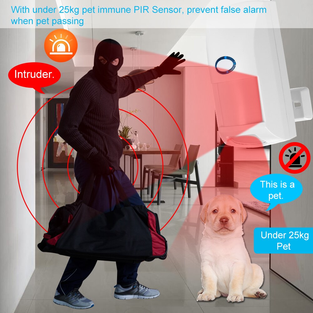 Jeatone draadloos huis inbreker wifi alarmsysteem beveiliging app controle engels android ios pir-sensor deur raam detector alarm