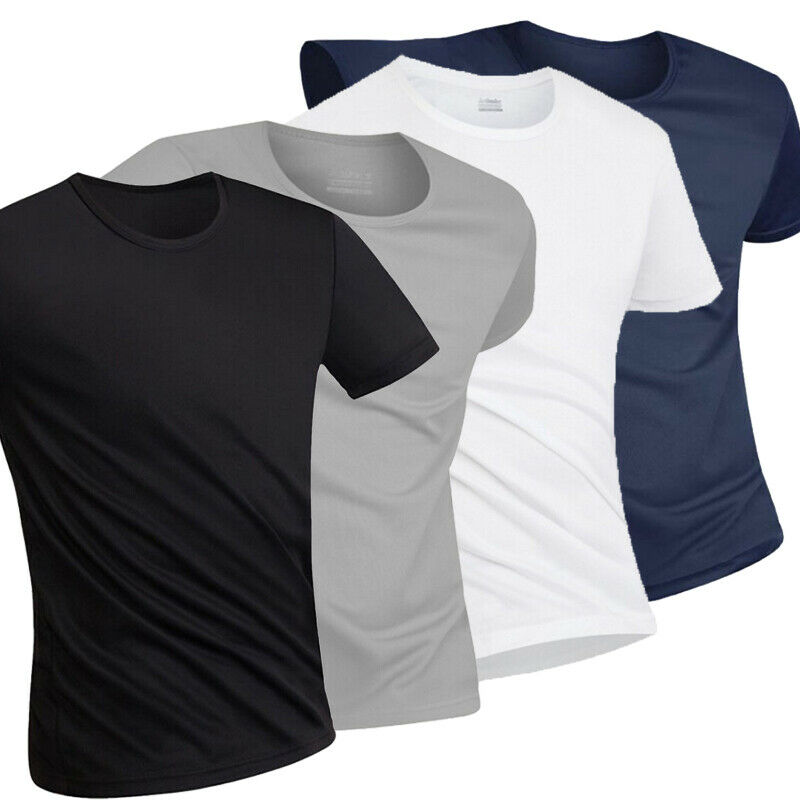 T-shirt de Sport pour hommes, séchage rapide, Fitness, musculation, basique