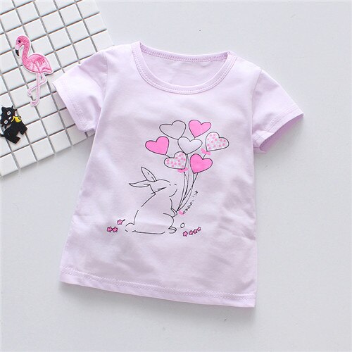 Fanfiluca Korte Mouwen Meisjes t-shirts Katoen Baby Meisje Kleding Kids Doeken Blouse Zomer Stijl T-shirt: Lavendel / 9m