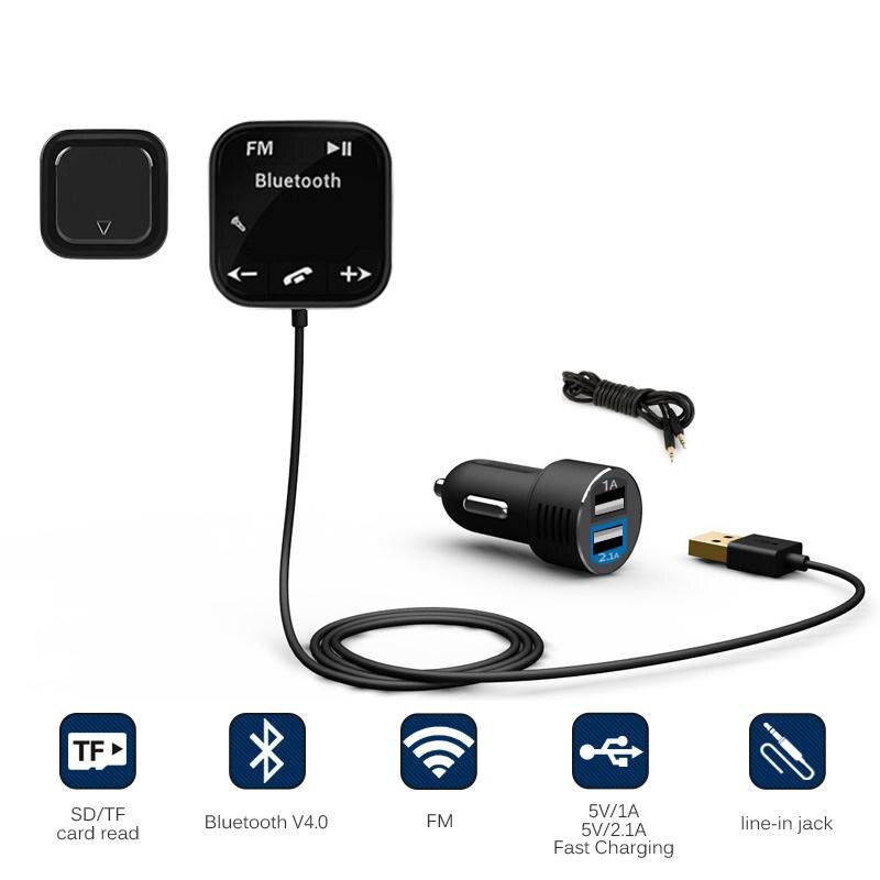 Auto MP3 Speler Bluetooth Fm Transmitter Car Kit Dual Usb Charge Adapter Handsfree Magnetic Base Autolader Fm Modulator