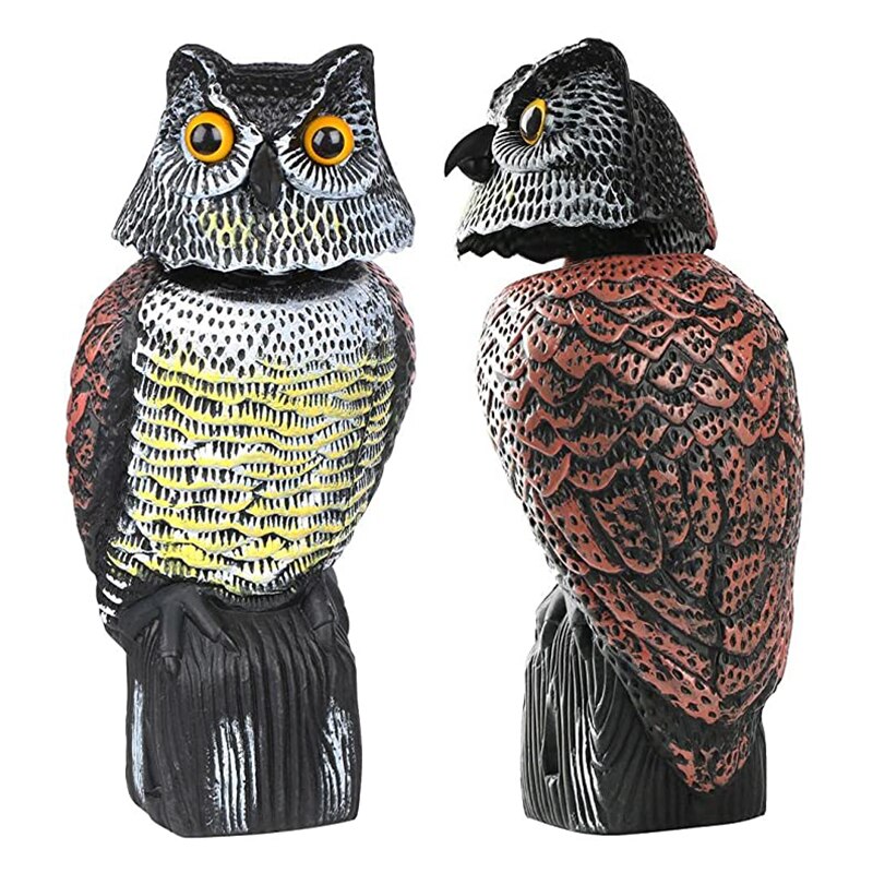 Birds Scarecrow Owl Decoration Rotating Head Sound Scream Scarecrow Owl Scares Pigeons Decorative Owls Garden Decoration Outdoor