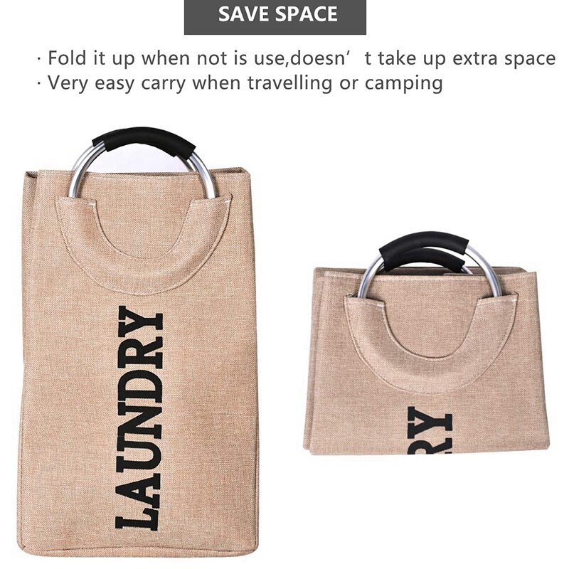 Haundry Large Laundry Hamper Bag with Handles, Collapsible,Self-Standing Modern Laundry Basket for Dorm Room