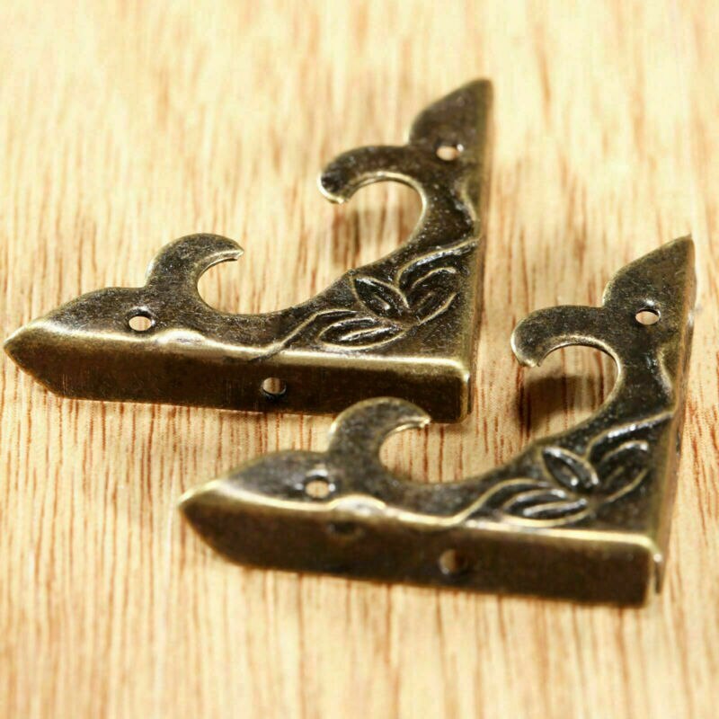 4/20 stk antik messing smykker dekoration hjørne beslag trækasse fodcorner beskytter håndværk møbler fittings hardware.