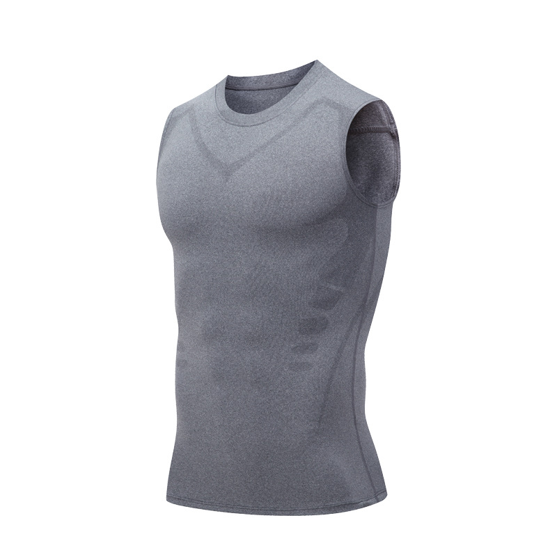 Sommerfitness kompressionstrøje til mænd, shapewear med ærmer, terapivest, herre, issilke kompressionstanktops, bodyshapewear: Xxxl / Mynte
