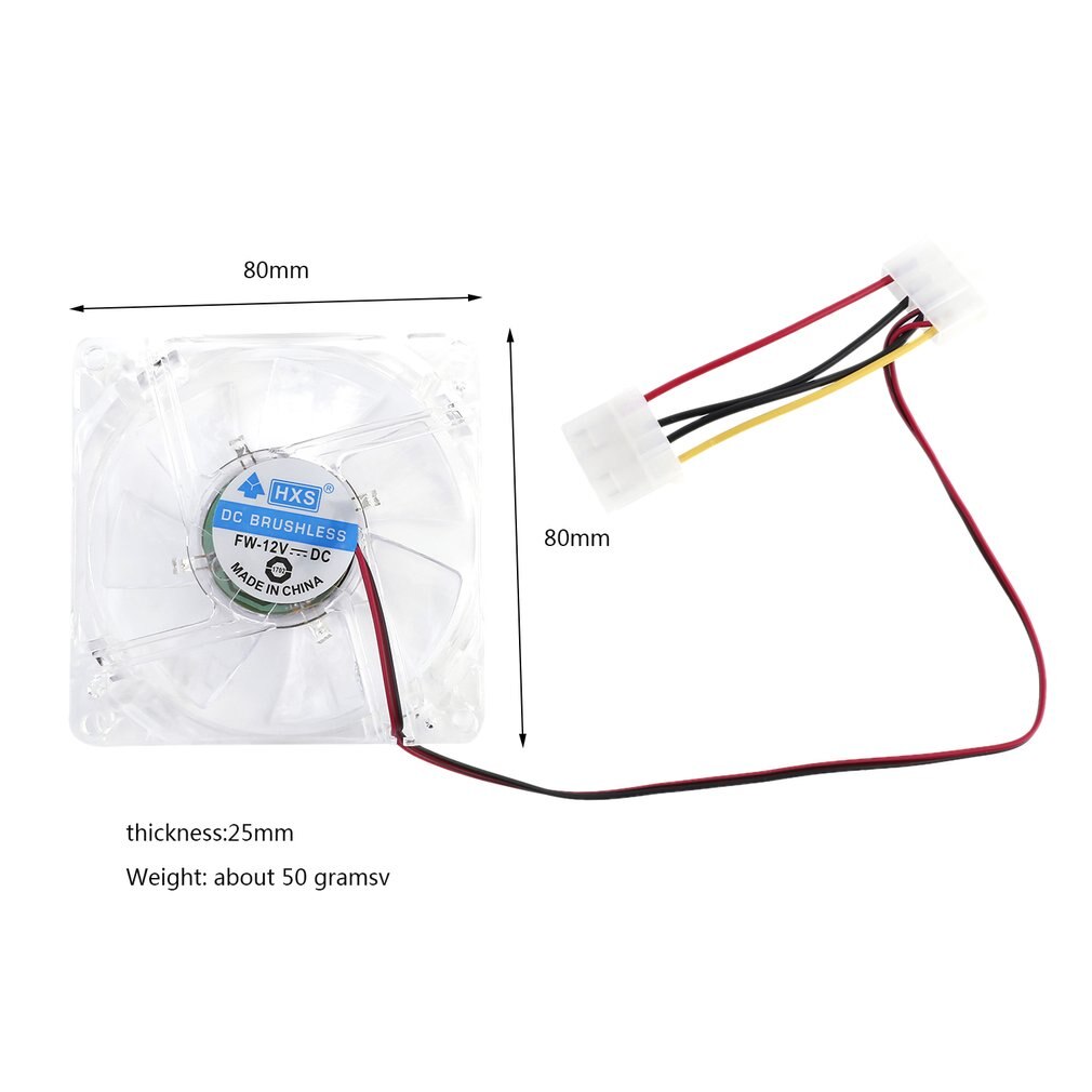 12V 0.20A 80X80X25 Mm Computer Fan 4 Led Stille Pc Computer Case Cooler Cooling Fan mod Blauw En Kleurrijke Licht