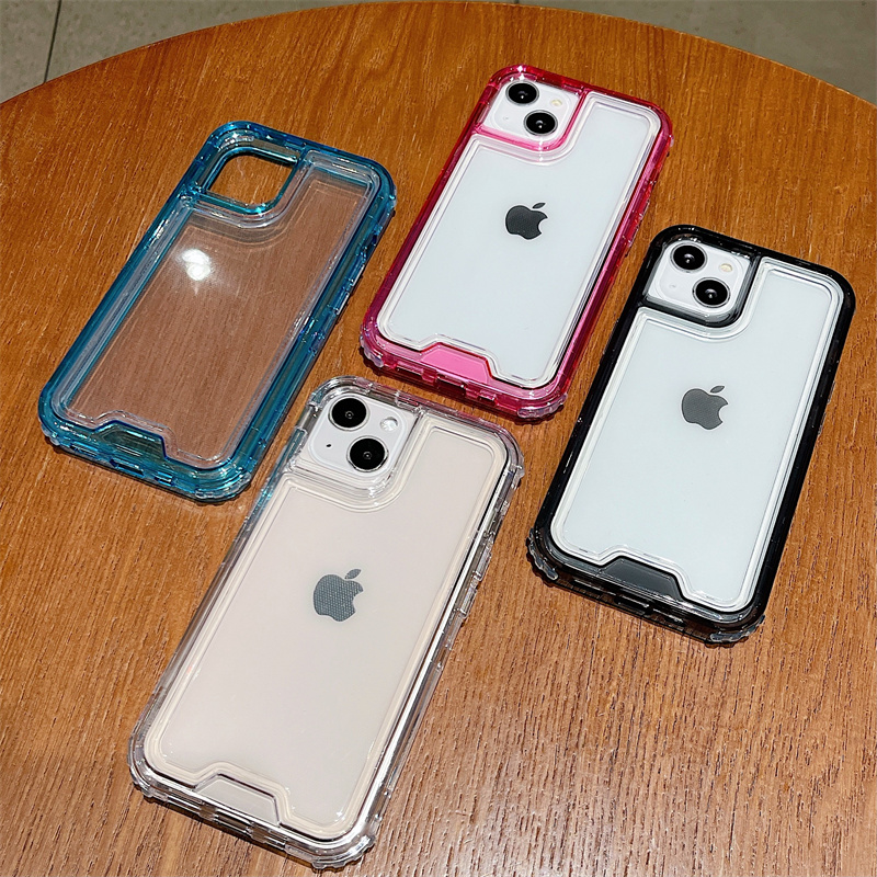 2 In 1 Transparant Dik Frame Robuust Telefoonhoesje Voor Iphone 15 14 13 12 11 Pro Max Volledige Dekking Schokbestendige Harde Pantser Achterkant