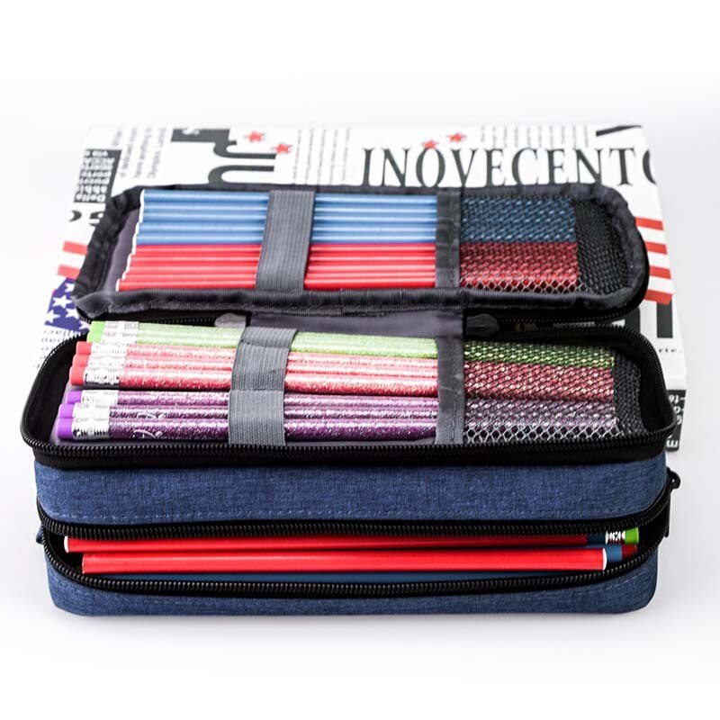 Japanse Koreaanse Briefpapier Effen Kleur Creatieve Eenvoudige Persoonlijkheid Dubbele Rits Student Grote Capaciteit Briefpapier Tas