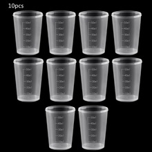 10Pcs 50ml Plastic Laboratory Bottle Lab Test Measuring Container Cups with Cap Plastic Liquid Measuring Cup Laboratory Cylinder