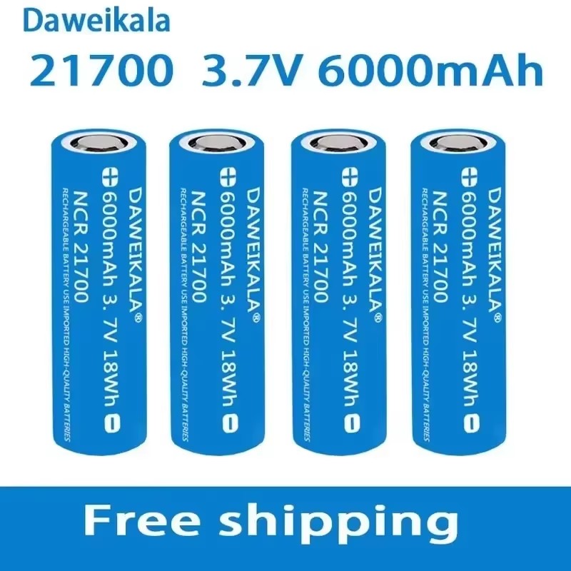 21700 Li-ion Battery 3.7V 6000mAh High Capacity 9.5A 2 Rate Discharge for DIY E-Bike/Power Tools Ternary Lithium Long Cycle Life