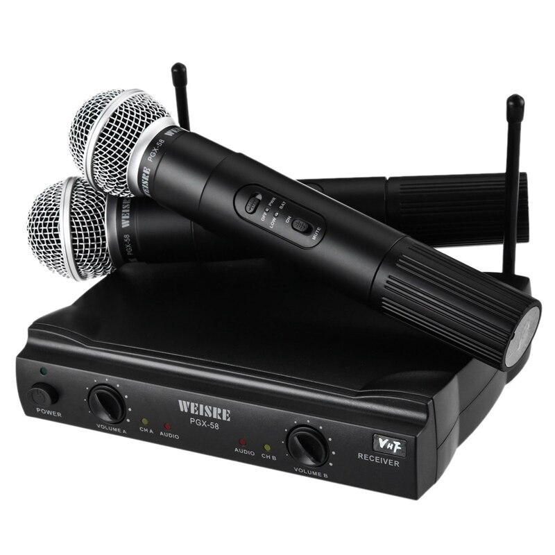 WEISRE PGX-58 VHF Profeesional Wireless Microphone One Drag Two Classic Handheld Microphone Home KTV Audio