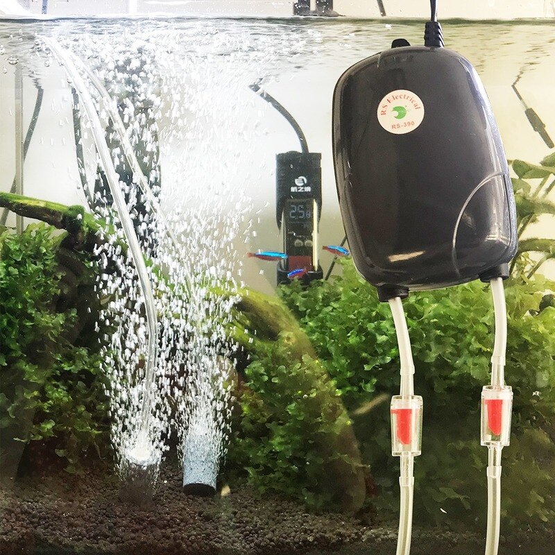 Aquarium Air Pump Fish Tank Mini Compressor Single Double Outlet with Check Valve Tube Aquatic Accessories 220V 3W 5W