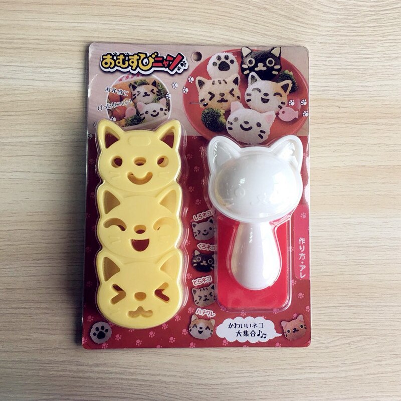 1 uppsättning söt leende katt sushi ris mögel dekor skärare smörgås japansk risboll julgran halloween pumpa formar diy verktyg: Katt