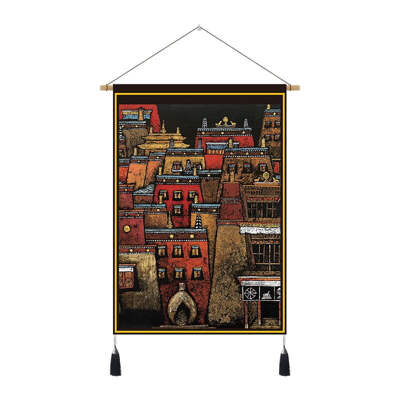 Tibetan Art Hanging Tapestry Velvet Cloth Scroll Painting Wall Pictures Home Tibet Bedroom Art Ethnic Decorative Wall Tapestries: 47x67cm B