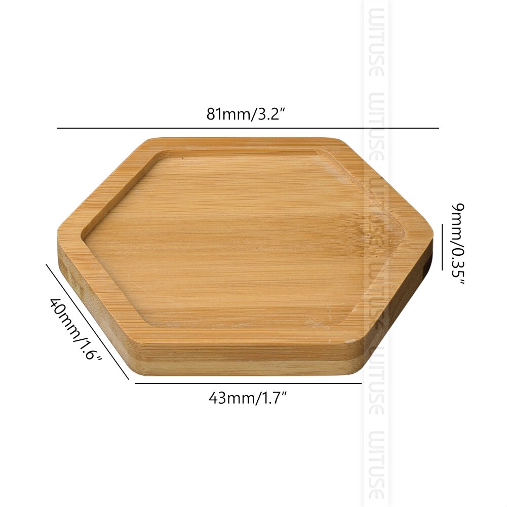 2pc Bamboo Home Mini World Garden Decoration Pot Trays Miniature Figurines Flowerpot Plate DIY Accessories Ornaments: Small hexagonx 2