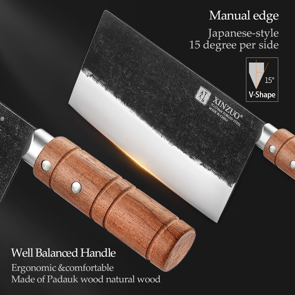 XINZUO 7 Inches Cleaver Knife Chinese Chef Knife Forged Kitchen Knife Stainless Kitchen Knives