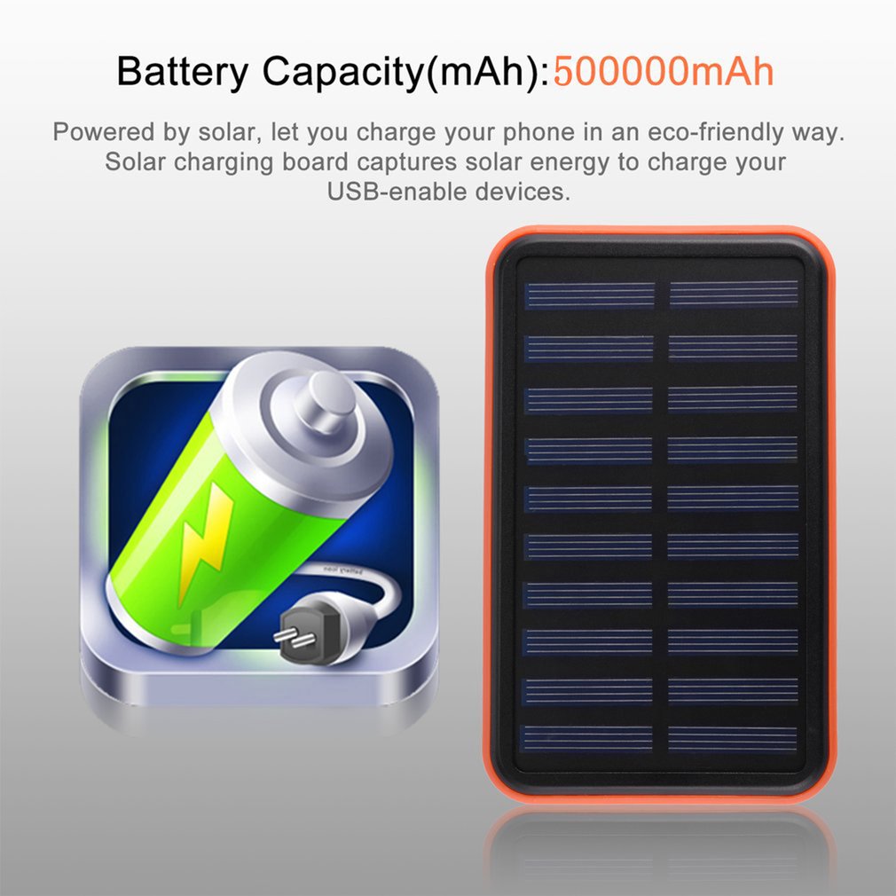 Super Thin Large Capacity Waterproof Portable Solar Power Bank Dual USB Solar Charger For Mobile Phones Compact Lightweight