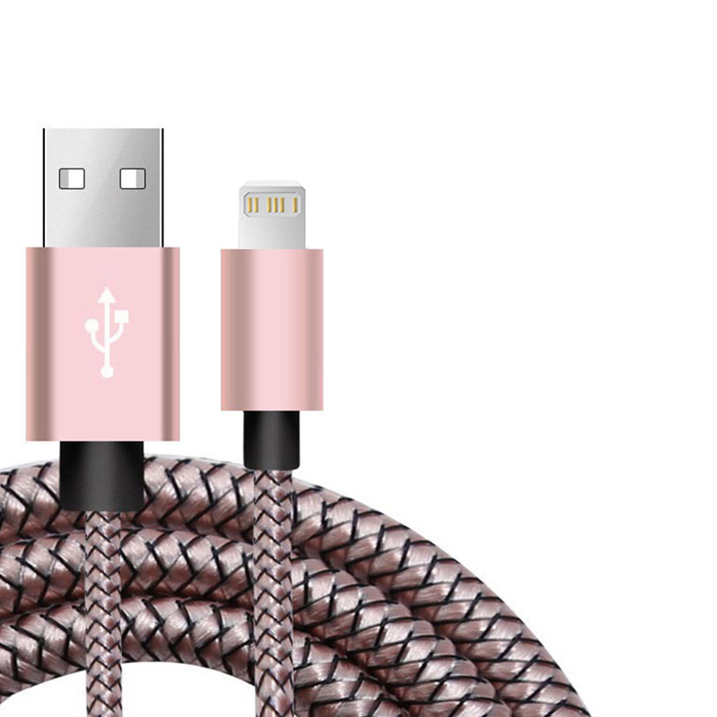 USB-Kabel für iPhone 11 12 13 14 Profi X XS Max XR 6s 7 8 Plus SE iPad 3A Schnellladekabel praktisch-Ladegerät Datenkabel 2m 3m: Rosa / 0.75m