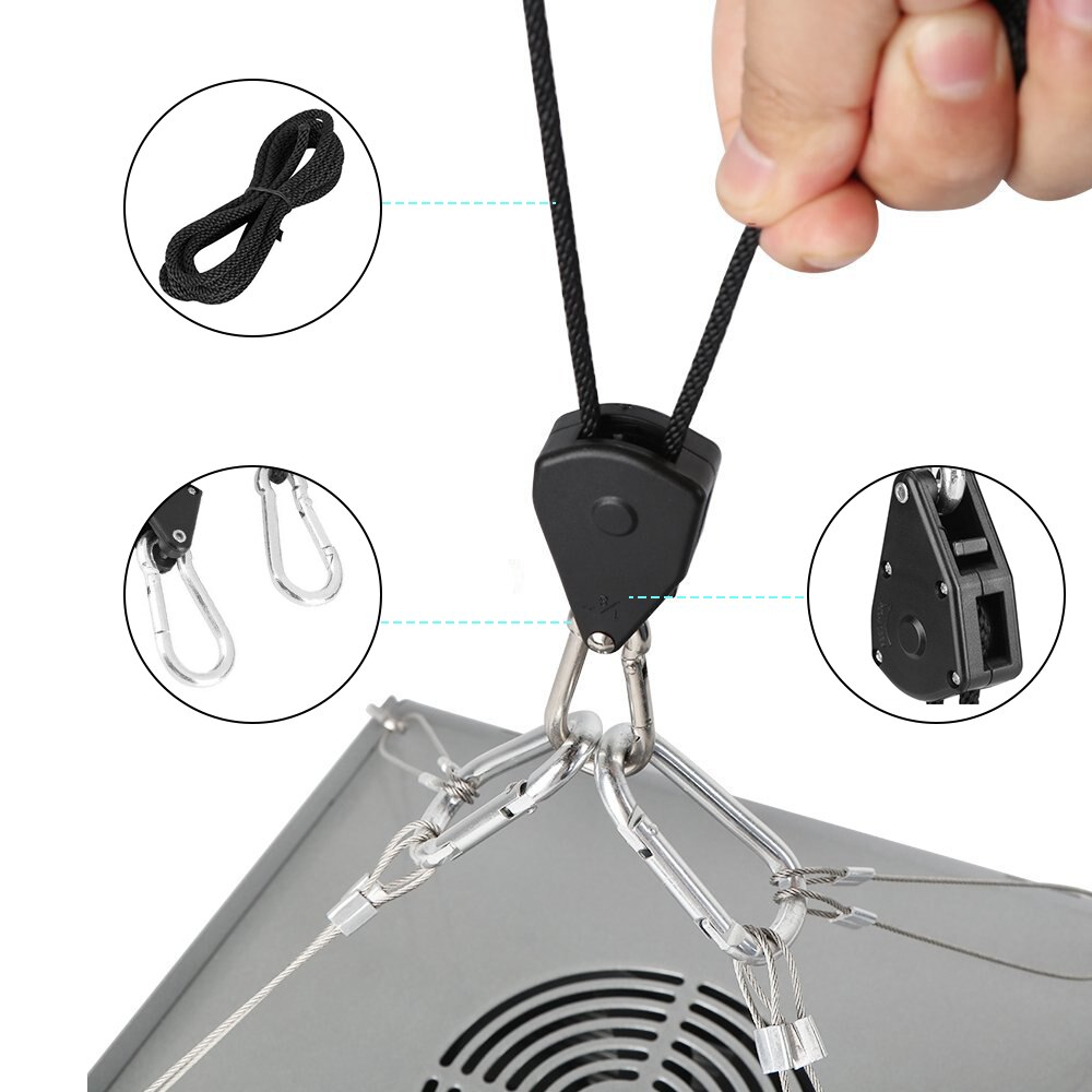 2-Pack Ratchet 1/8 Inch Verstelbare Heavy Duty Tie Down Touw Karabijnhaak Clip Hanger 150lb Capaciteit Voor Groeien licht Bagage