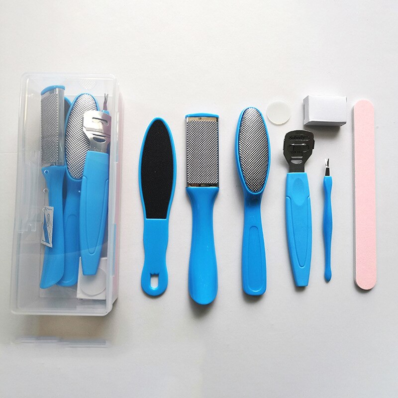 8 unids/set manicura Cuidado De pie archivo conjunto muerto duro piel removedor de callos raspador de pedicura Rasp herramientas cuidado de los pies herramienta Kit inoxidable herramienta