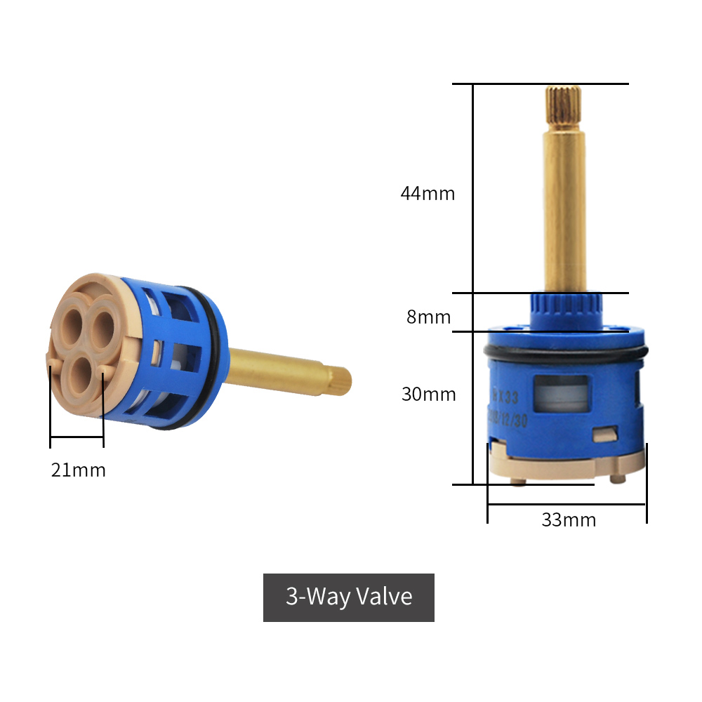 Shower Valve Ceramic Faucet Cartridge 2/3/4/5 Way Shower Valve Diverter Cold & Water Mixer Cartridge Sizes 31/35/44mm: 3way-blue-44mm