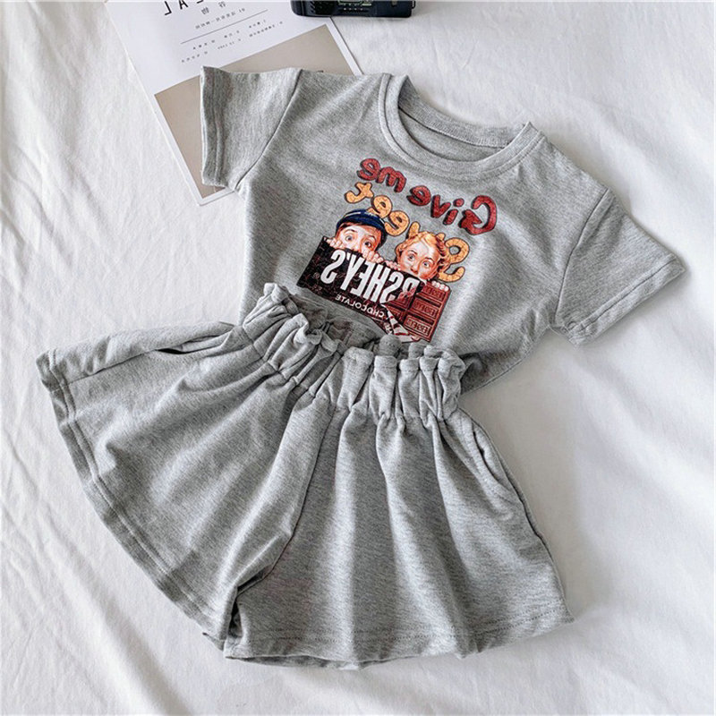 Nuovi vestiti per ragazze abiti per bambini abiti Top camicia pantaloncini di cotone tuta Casual abito estivo 2 pezzi set abbigliamento per bambini 2-6Y