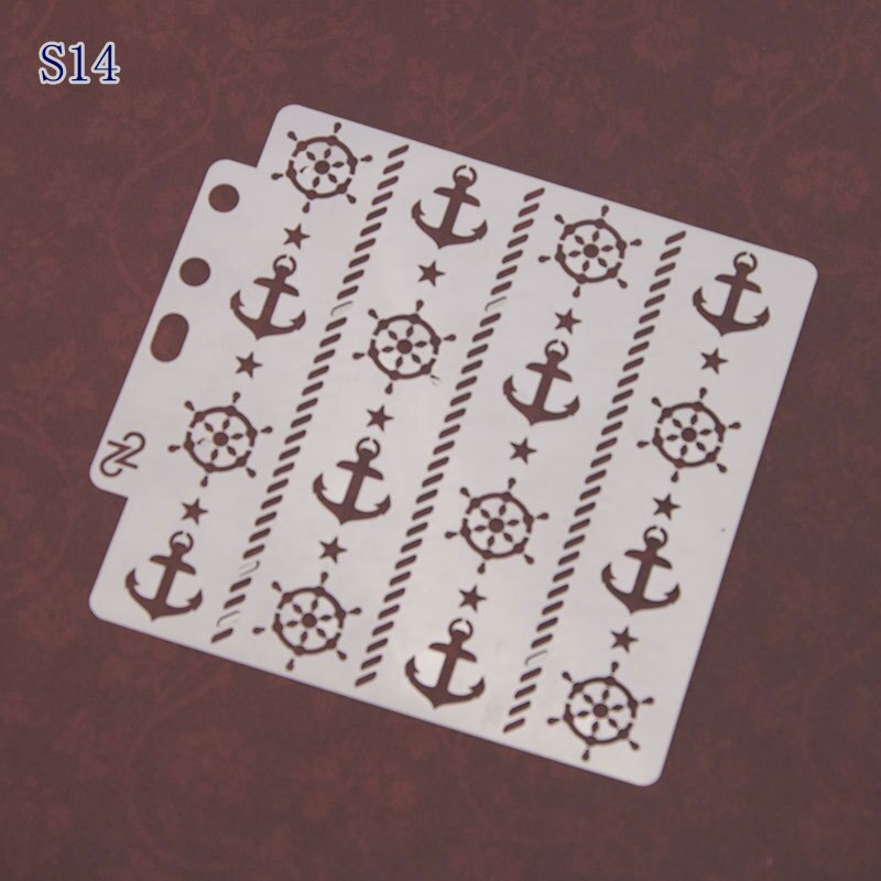 Cat Decorative Ruler Spray Painting Stencil Drawing Tool for Coffee Baking Cake Spraying Scrapnooking DecorationTemplate: Anchor Stencil