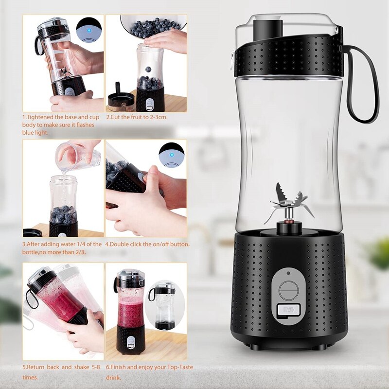 Portable Blender Personal Size Blender for Smoothies, Juice and Shakes, Mini Blender with 4000MAh Rechargeable Battery